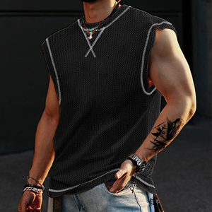 Lässiges, lockeres Tanktop mit Waffelmuster und Rundhalsausschnitt für Herren
