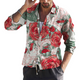 Men's Floral Print Lapel Long Sleeve Shirt