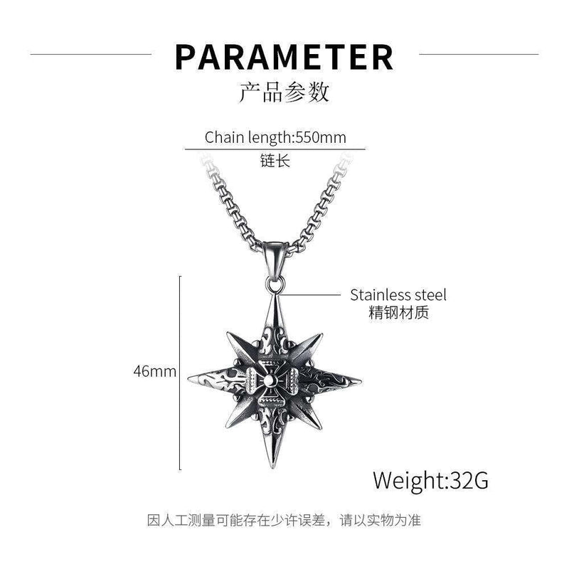 Vintage Casual Octagonal Star Cross Necklace