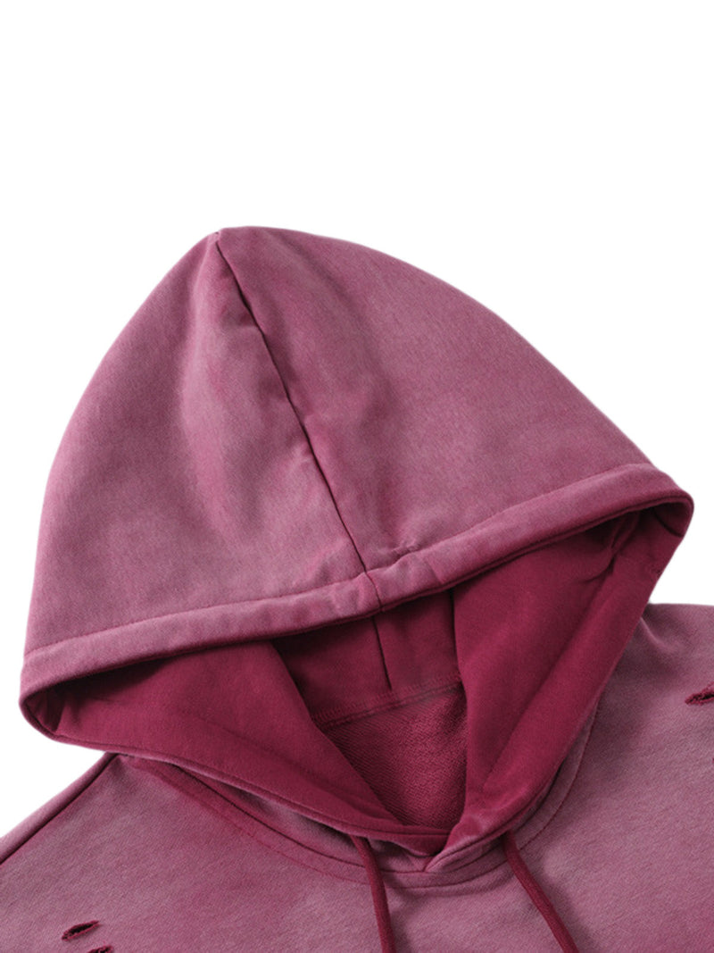 Destroyed Embroidered Gradient Hoodie