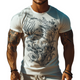Men's Retro Casual Ocean Coral Element Printed Round Neck Short Sleeve T-shirt