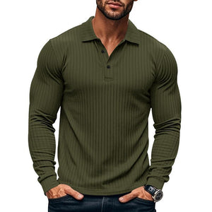 Camisa POLO informal de manga larga elástica para hombre