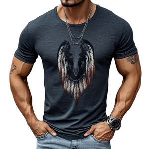Camiseta informal de manga corta con cuello redondo y estampado para hombre