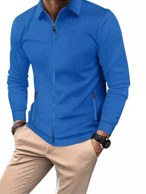 CHAQUETA CÁRDIGAN CHAQUETA CON CREMALLERA CHAQUETA CASUAL DE MANGA LARGA CON SOLAPAS Y GOFRE