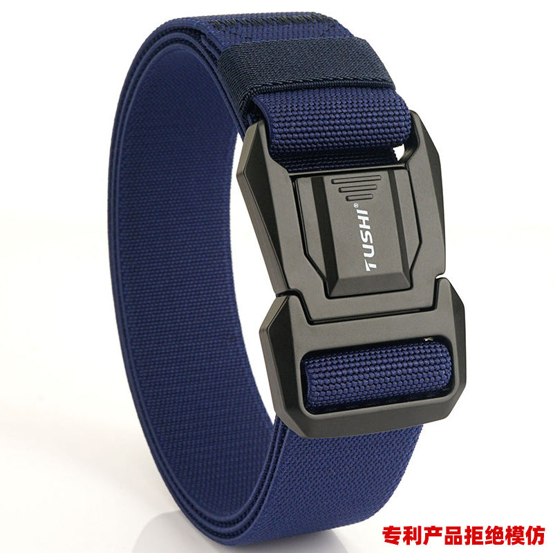 ALUMINUM ALLOY QUICK FUNCTIONAL BUCKLE NYLON ELASTIC WOVEN CANVAS BELT