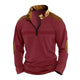 Men's Colorblock Zipper Stand Collar Long Sleeve Casual Sweatshirt