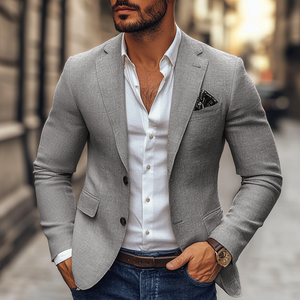 Blazer informal de dos botones con solapa con muesca para hombre