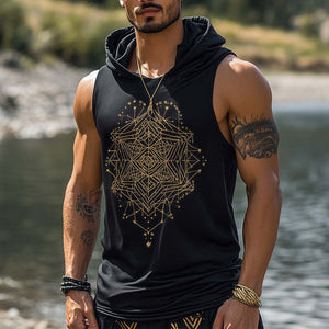 Men's Personalized Fashion Printed Hooded Tank Top