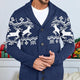Men's Elk Jacquard Knit Cardigan Jacket