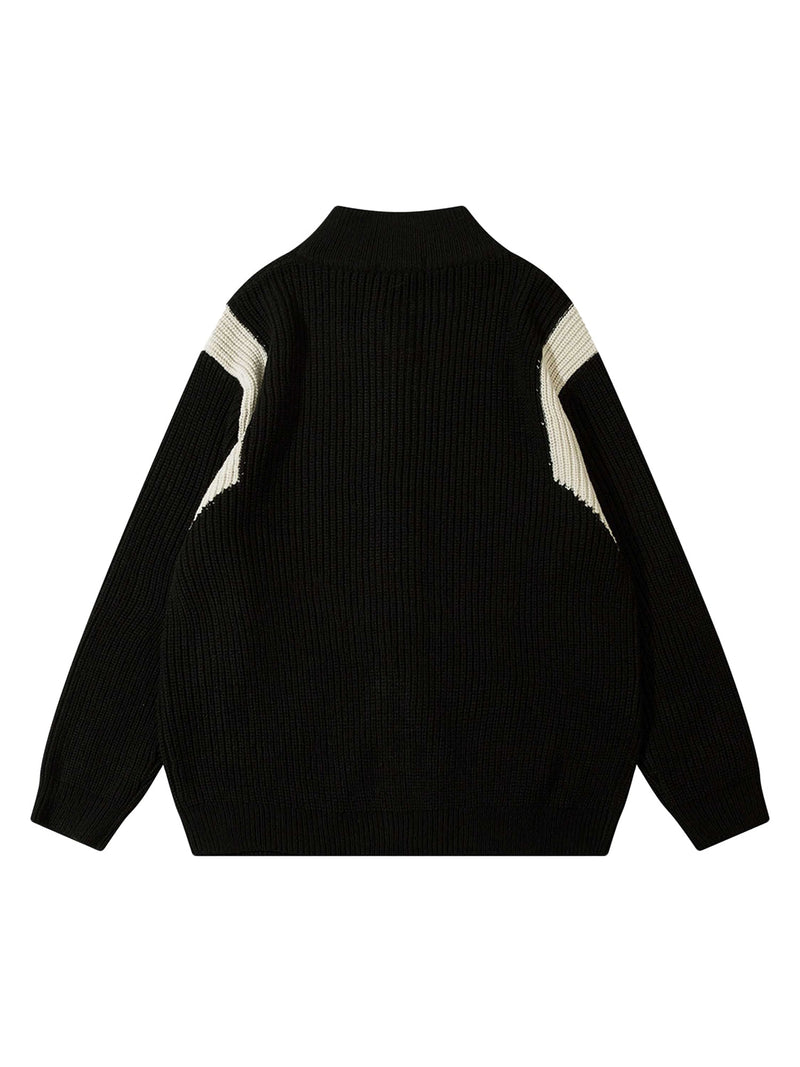 Color Block Zipper Sweater Jacket