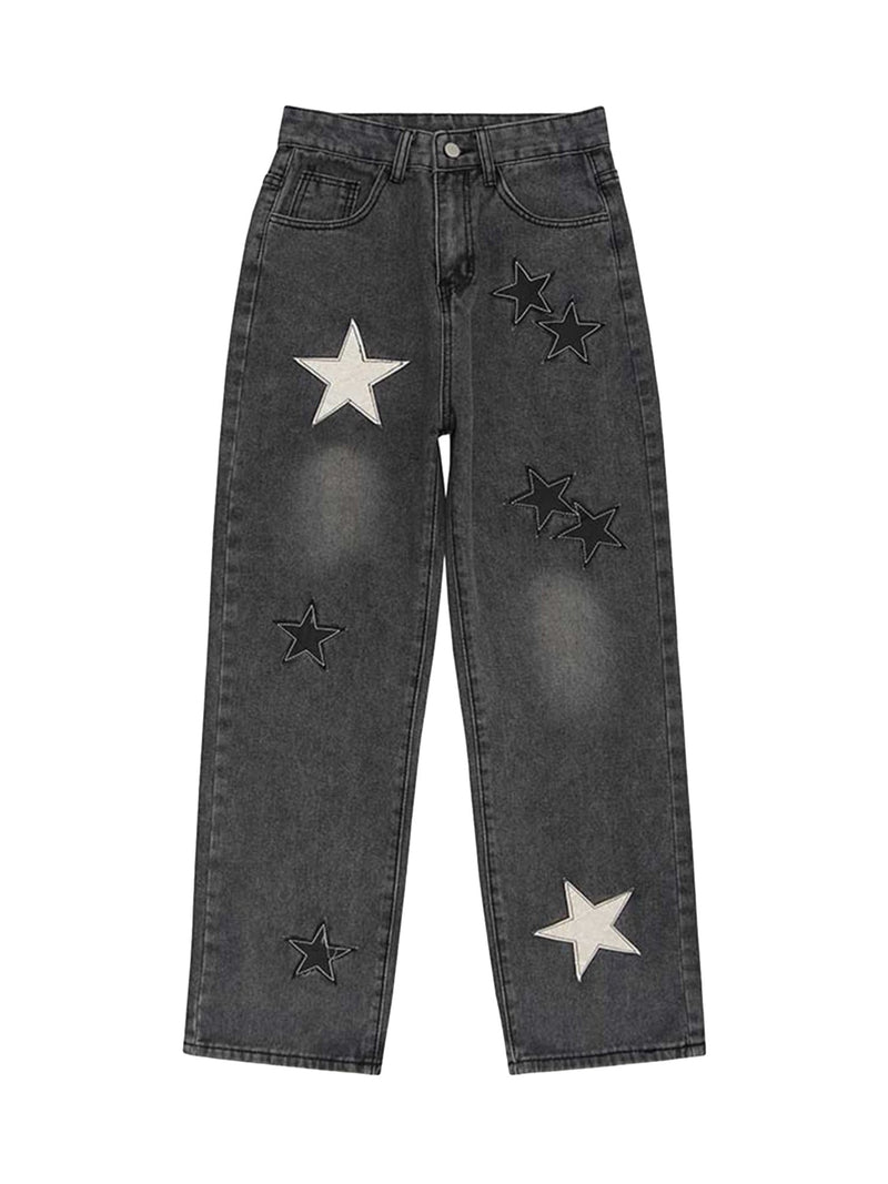 Star Patch Embroidery Jeans