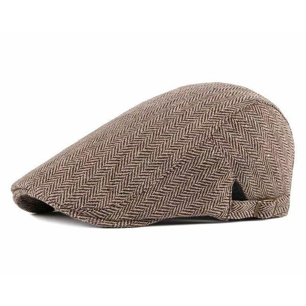 Herren-Baskenmütze im Vintage-Stil mit Fischgrätenmuster