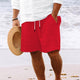 Men's Cotton And Linen Striped Beach Drawstring Shorts