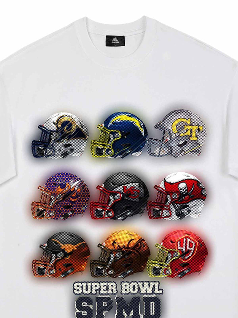 Super Bowl Football Helmet Print T-shirt