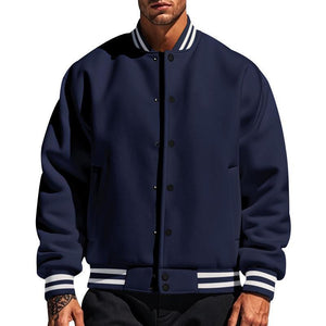 Lässige Fleece-Sport-Baseballjacke mit Stehkragen für Herren