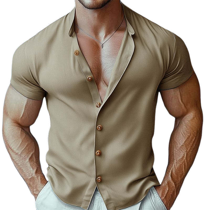 Camisa básica de verano de manga corta y cómoda para hombre