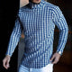 Camiseta informal de manga larga con estampado de pata de gallo para hombre