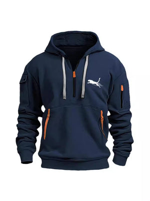 SUDADERA CON CAPUCHA Y CREMALLERA CON DISEÑO DE MÚLTIPLES BOLSILLOS