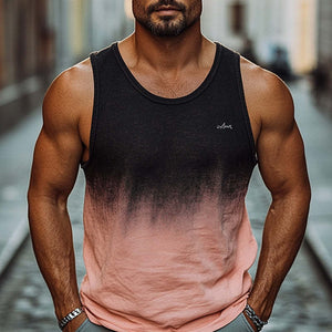 Camiseta sin mangas informal con estampado de contraste degradado para hombre