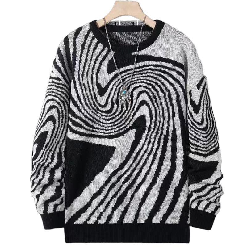 Men's Jacquard Crew Neck Knitted Sweater
