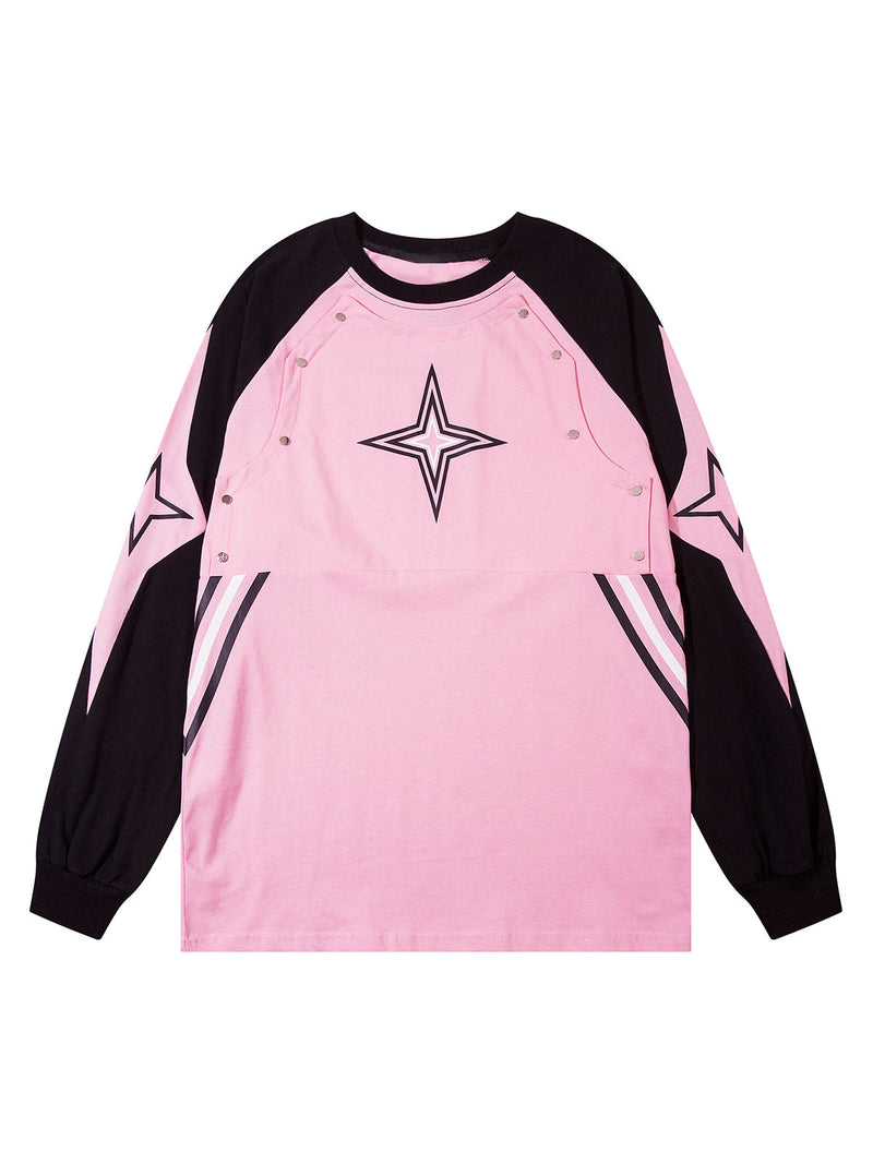 Star Stitched Studded Long Sleeve T-shirt