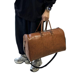 Bolso de viaje deportivo vintage de cuero de gran capacidad para hombre