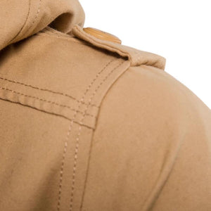 Lässige Herren-Cargojacke aus gewaschener Baumwolle mit Patchwork-Kapuze und schmaler Passform 