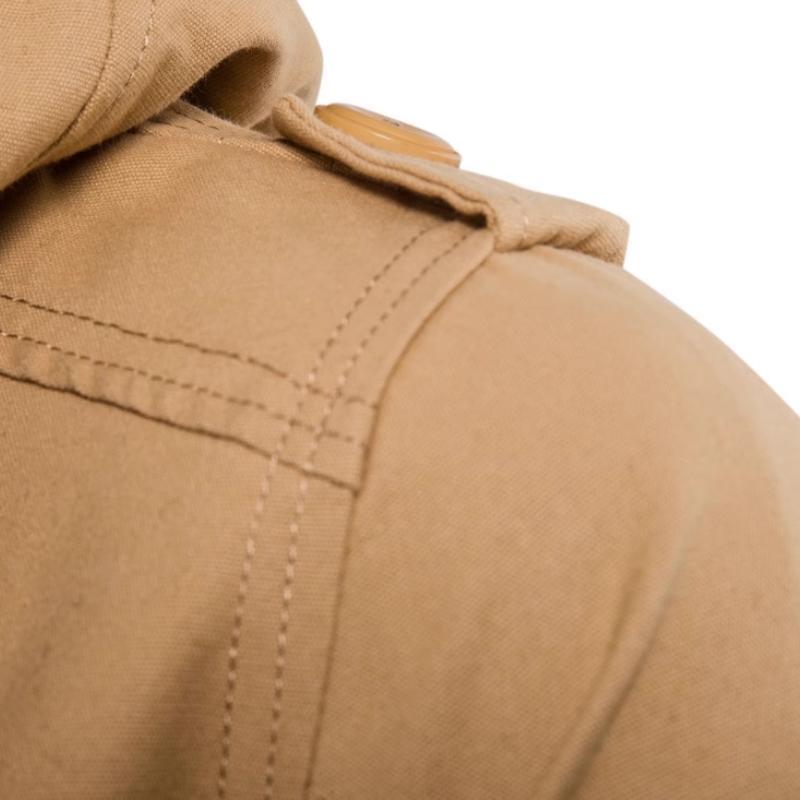 Lässige Herren-Cargojacke aus gewaschener Baumwolle mit Patchwork-Kapuze und schmaler Passform 