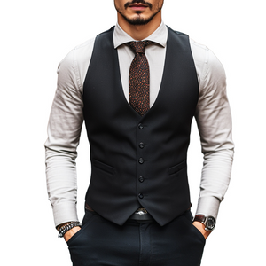 Men's Retro Solid Color Single Breasted Business Vest