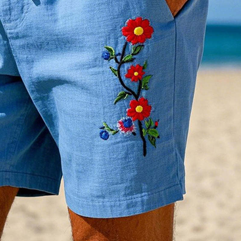 Men's Simple Embroidered Lightweight Beach Shorts