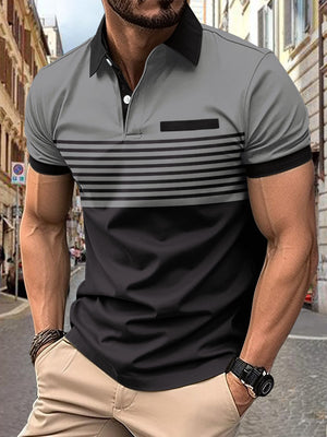 POLO DE RAYAS ESTAMPADO CON CREMALLERA PARA HOMBRE