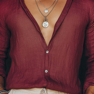 Men's Simple Solid Color Long Sleeve Shirt