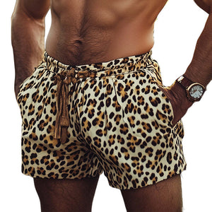Men's Summer Retro Leopard Print Casual Short Pants