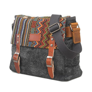 Men's Retro Ethnic Pattern Canvas Shoulder Bag