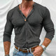 Men's Solid Color Striped Round Neck Long Sleeve Shirt