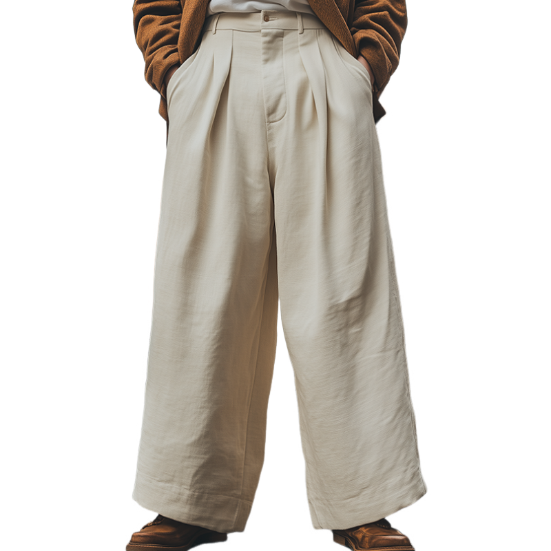 Pantalones anchos de algodón y lino para hombre, informales, holgados, de primavera
