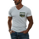 Camiseta informal de manga corta de algodón con cuello en V y bolsillo de la serie Yellowstone para hombre