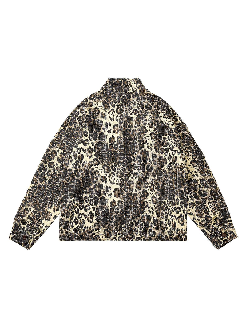Jeansjacke mit Retro-Leopardenmuster
