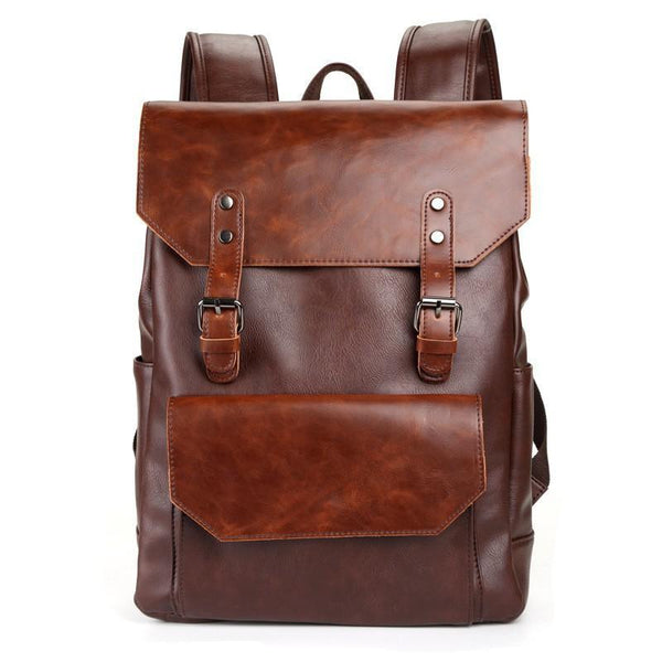 Mochila de cuero Crazy Horse de gran capacidad para hombre