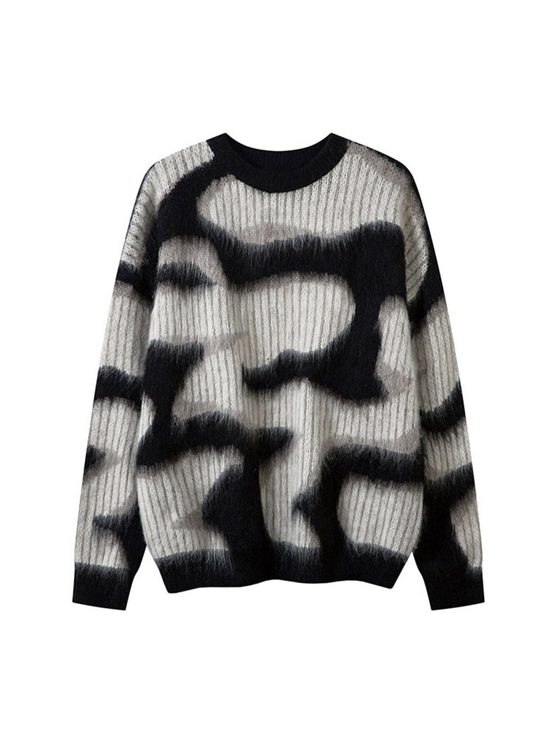 Abstract Mohair Crew Neck Sweater