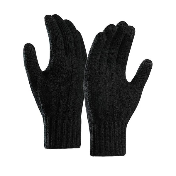 Vintage Men's Solid Color Thick Knitted Gloves