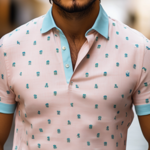 Camisa polo de manga corta con bordado de colores contrastantes para hombre, estilo casual de primavera