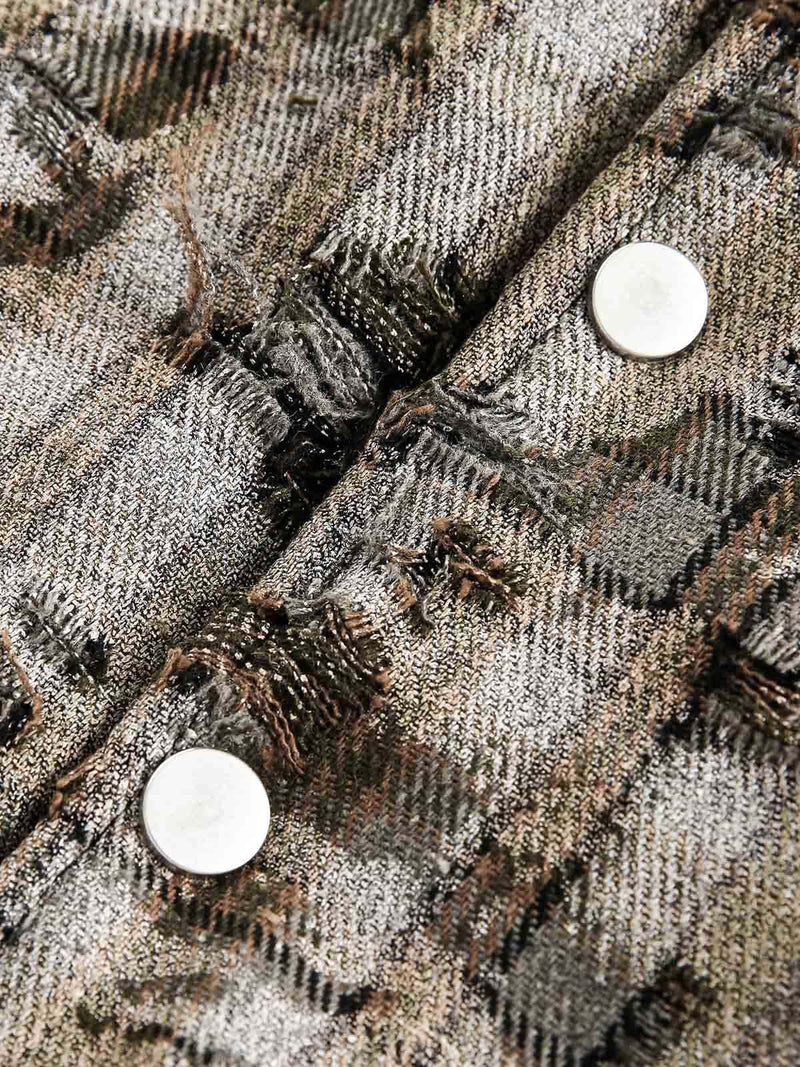 Camouflage Detachable Fur Collar Quiled Jacket