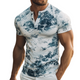 Men's Retro Casual Protective Ocean Element Printed Henley Collar Short Sleeve T-Shirt