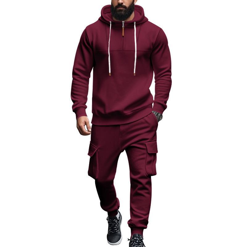 Men's Loose Sports Hooded Sweatshirt And Pants Set