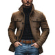 Men's Vintage Herringbone Lapel Multi-Pocket Mid-Length Coat