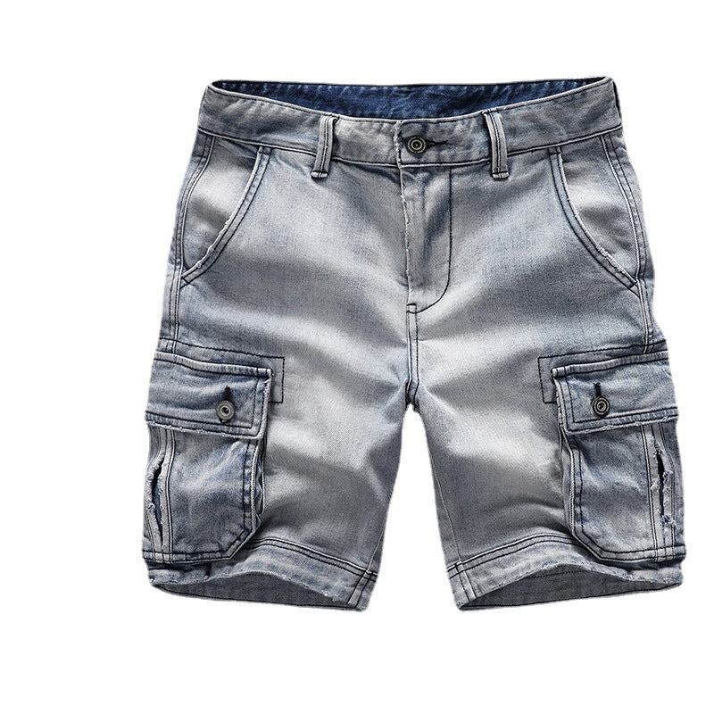 MEN'S DENIM CASUAL SHORTS, MID RISE STRAIGHT LEG WORKWEAR PANTS