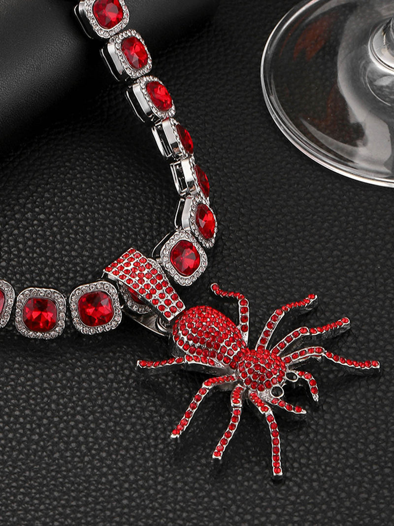 Punk Style Red Spider Cuban Necklace