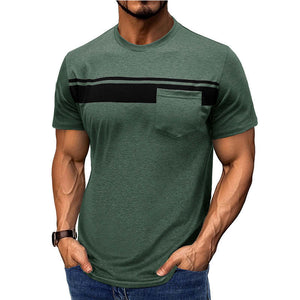 Camiseta informal de manga corta con cuello redondo y estampado para hombre