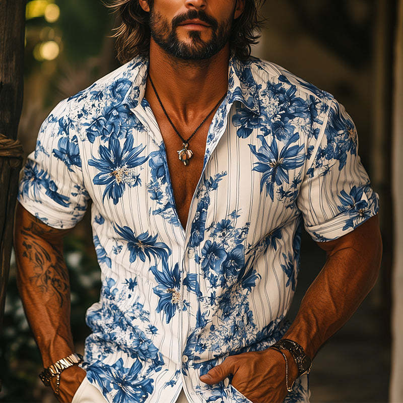 Men's Resort Floral Print Short Sleeve Shirt